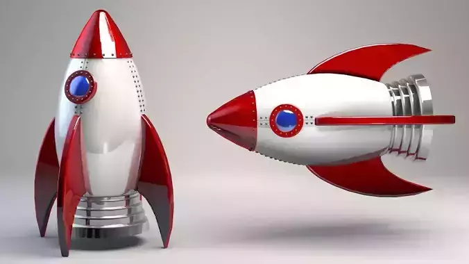 The V3 Cartoon Space Rocket 3D model