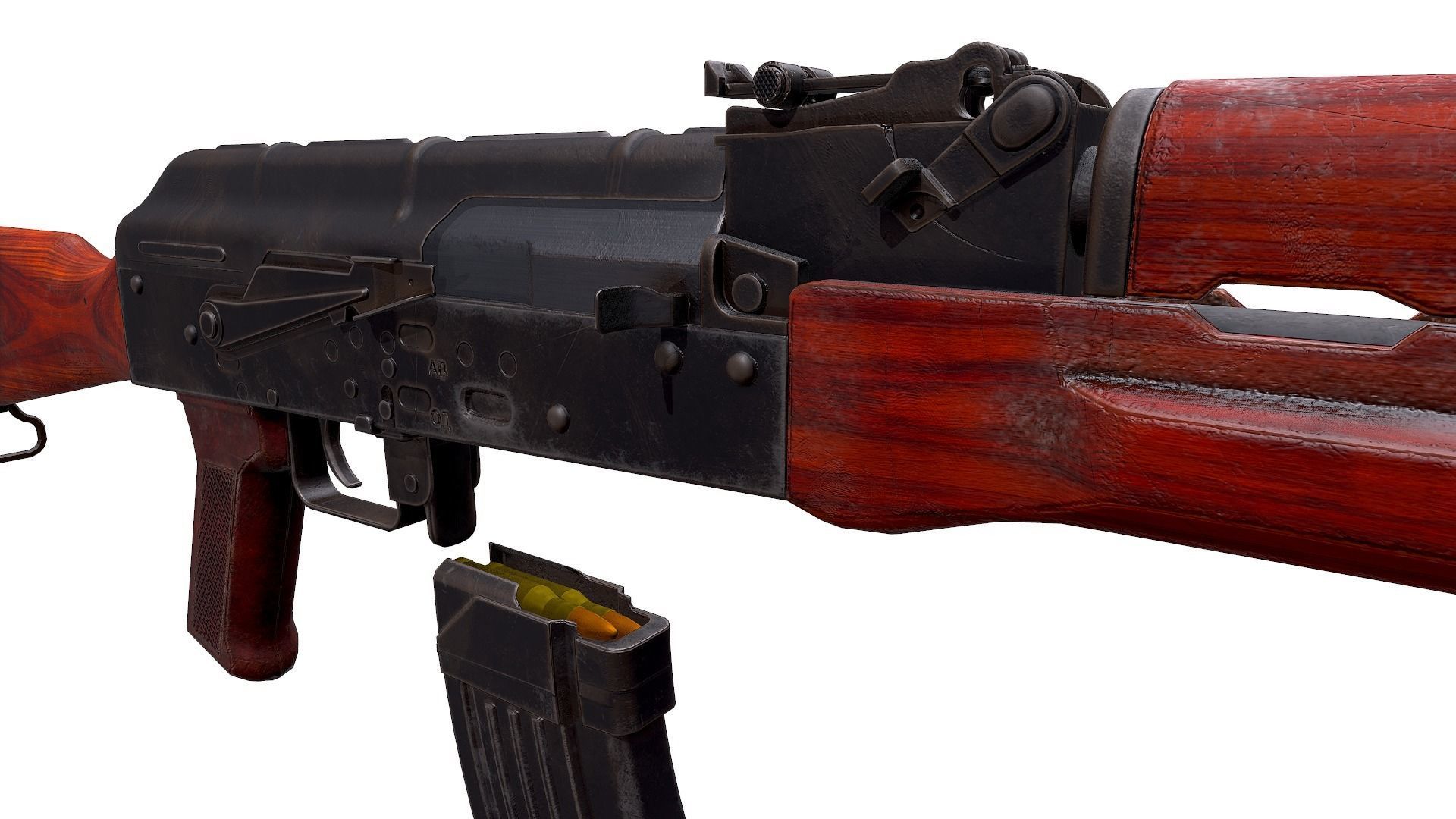 AKM 7 62mm Game ready low-poly Low-poly 3D model_4