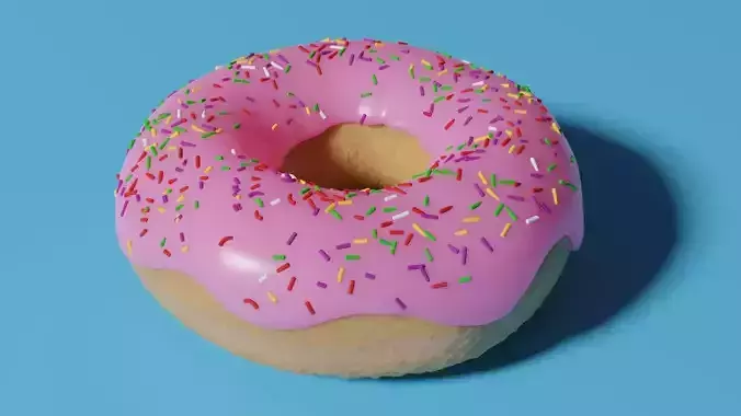 Donut 3D Model - Game Ready with sprinkles Free low-poly 3D model