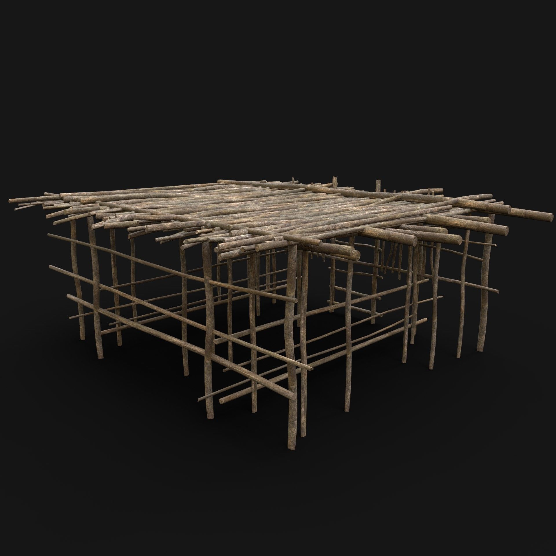TRIBAL JUNGLE WOODEN PLATFORM CONSTRUCTION BRIDGE PIER AAA Low-poly 3D model_2