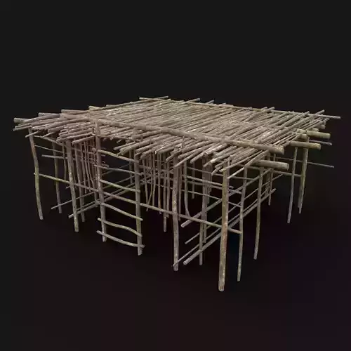 TRIBAL JUNGLE WOODEN PLATFORM CONSTRUCTION BRIDGE PIER AAA Low-poly 3D model