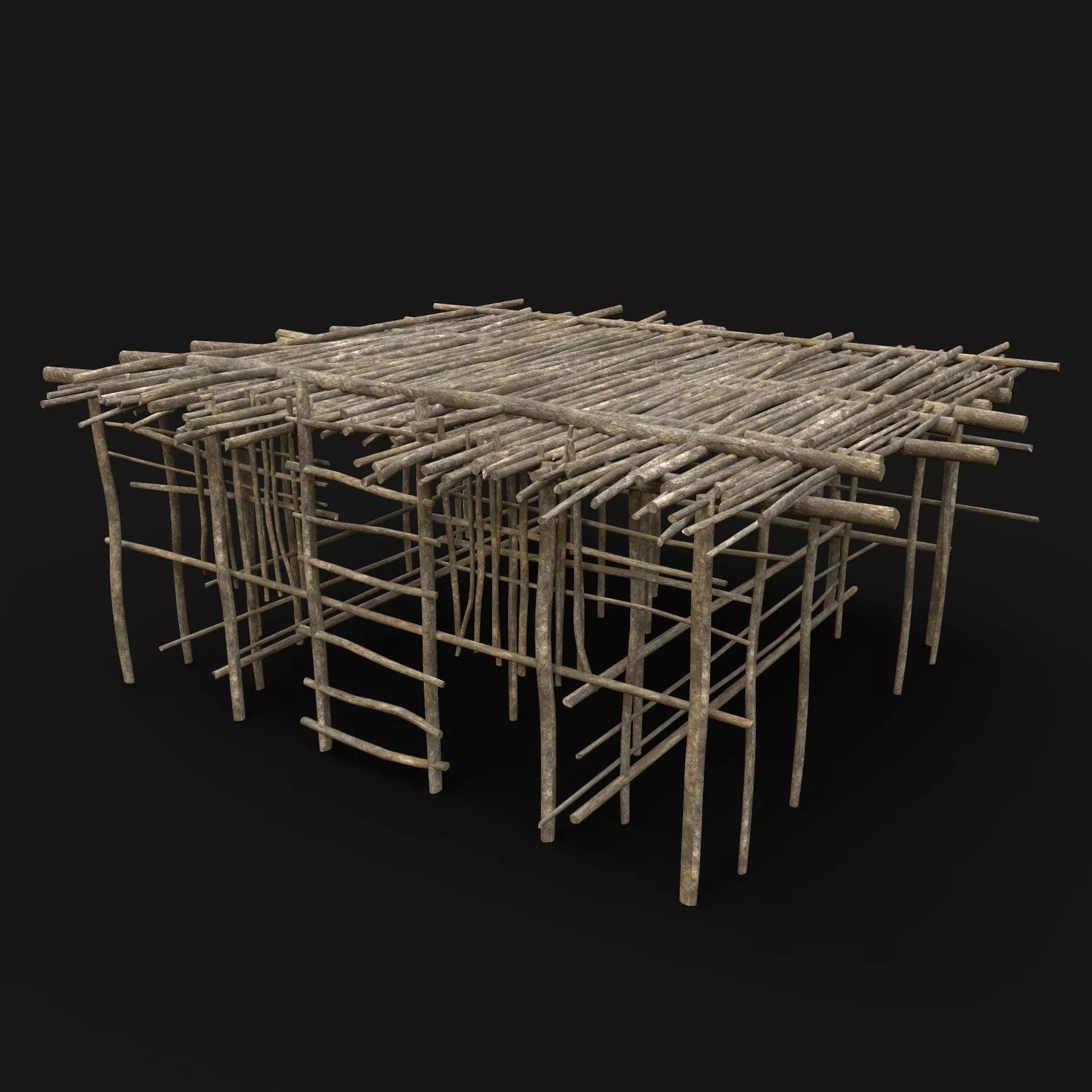 TRIBAL JUNGLE WOODEN PLATFORM CONSTRUCTION BRIDGE PIER AAA Low-poly 3D model_0