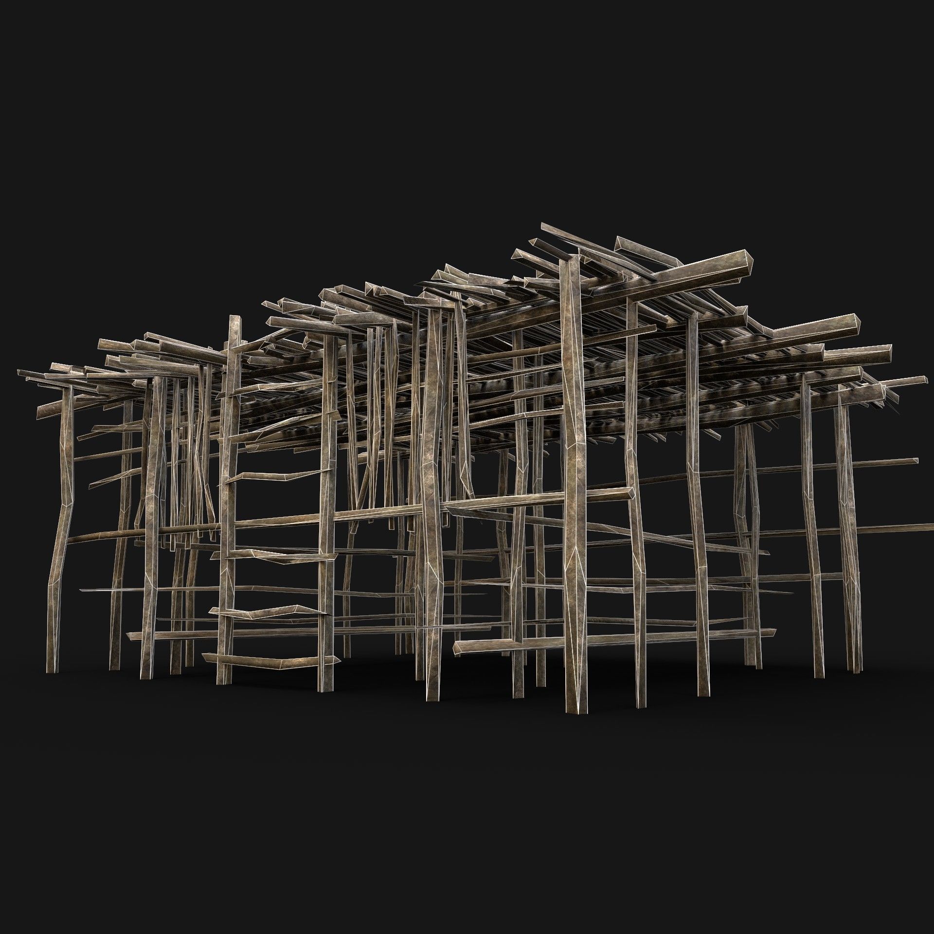 TRIBAL JUNGLE WOODEN PLATFORM CONSTRUCTION BRIDGE PIER AAA Low-poly 3D model_4