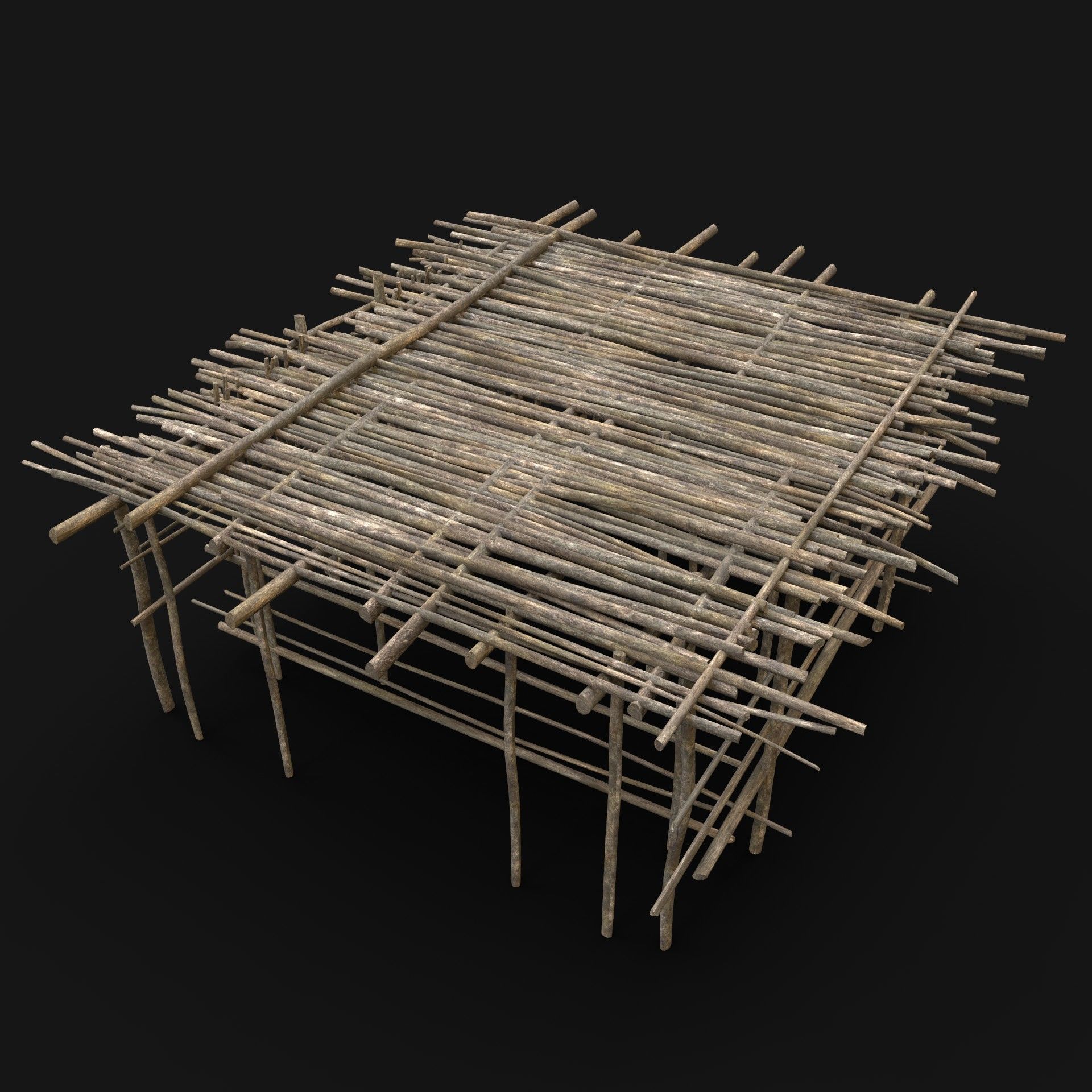 TRIBAL JUNGLE WOODEN PLATFORM CONSTRUCTION BRIDGE PIER AAA Low-poly 3D model_3