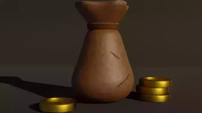 Money Bag Low-poly 3D model