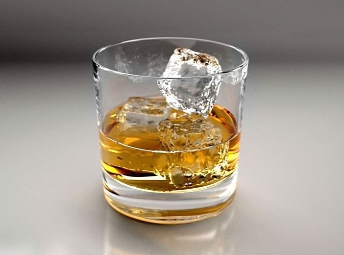 Glass of whiskey 3D model
