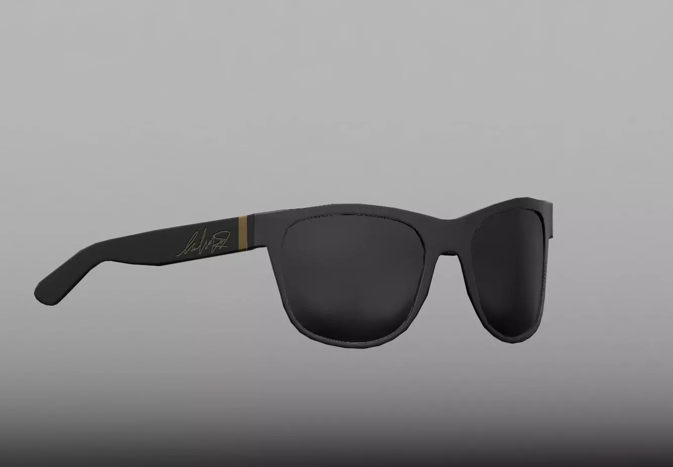 Sunglasses with gold accents Low-poly 3D model_0