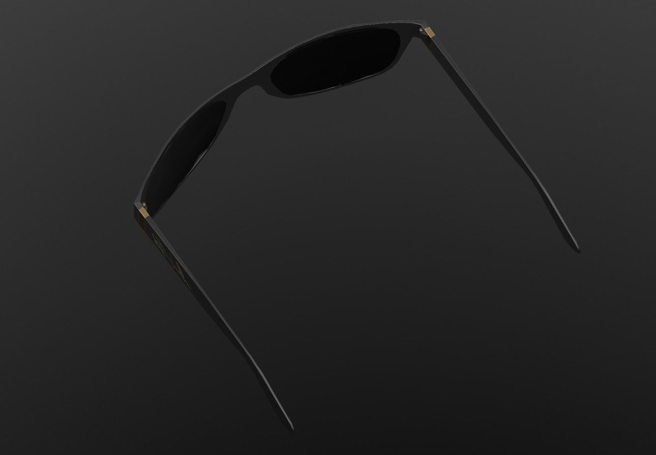 Sunglasses with gold accents Low-poly 3D model_1