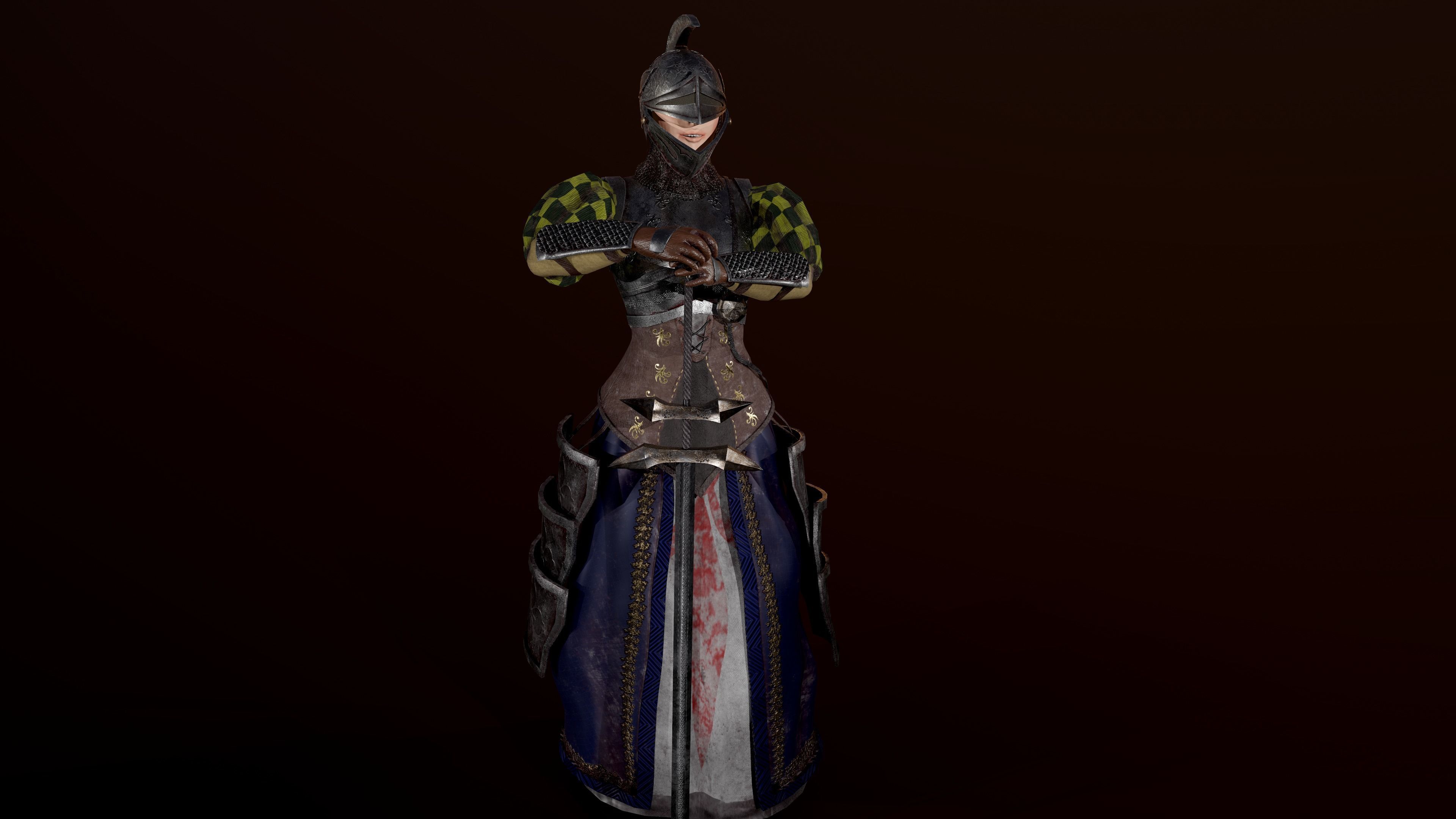 woman knight Low-poly 3D model_6
