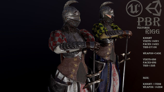 woman knight Low-poly 3D model