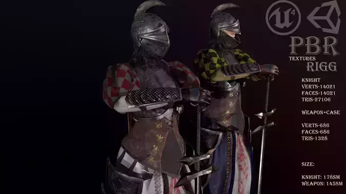woman knight Low-poly 3D model
