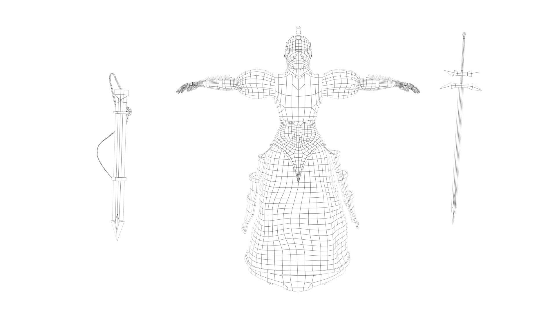 woman knight Low-poly 3D model_19