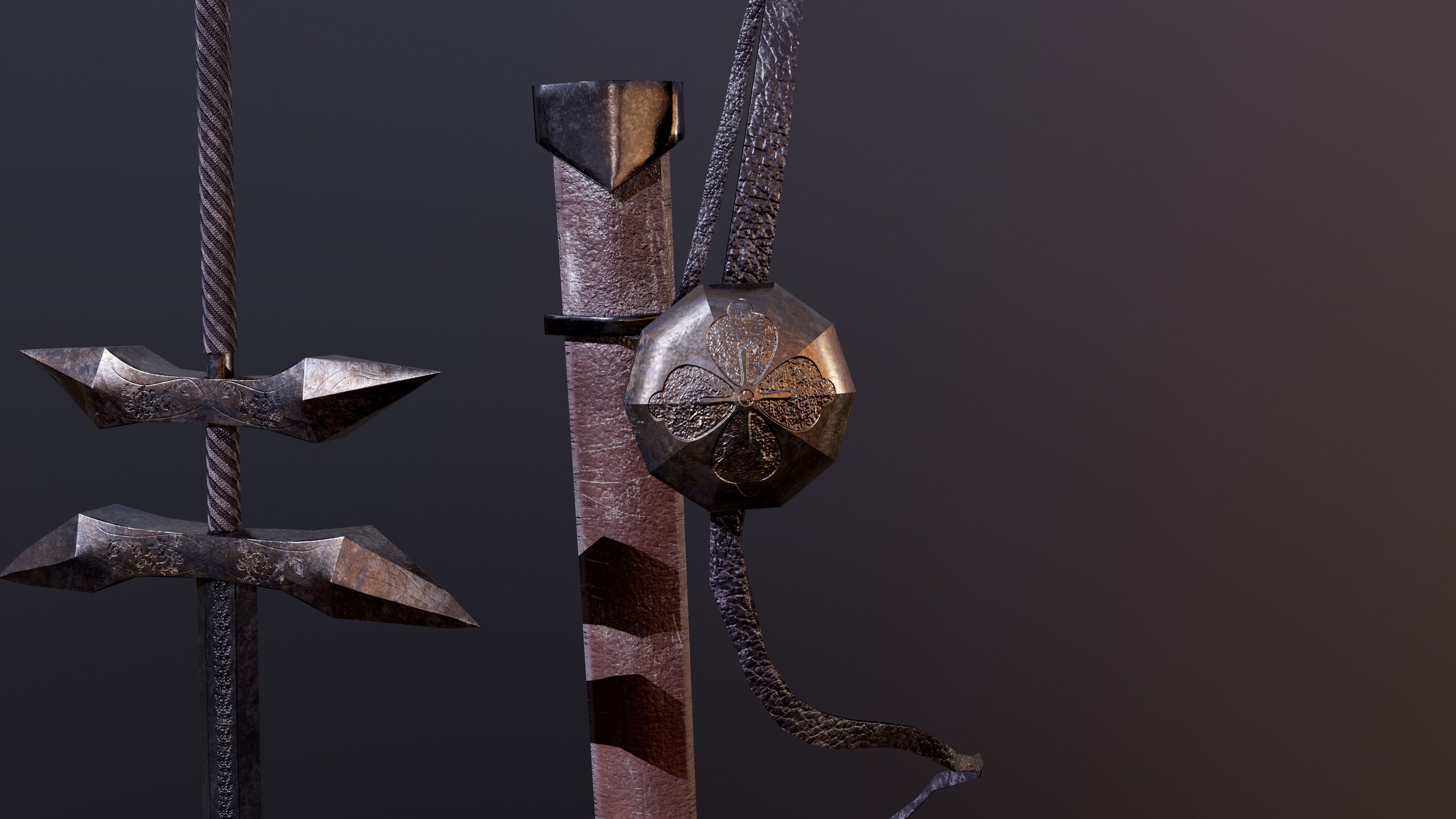 woman knight Low-poly 3D model_16