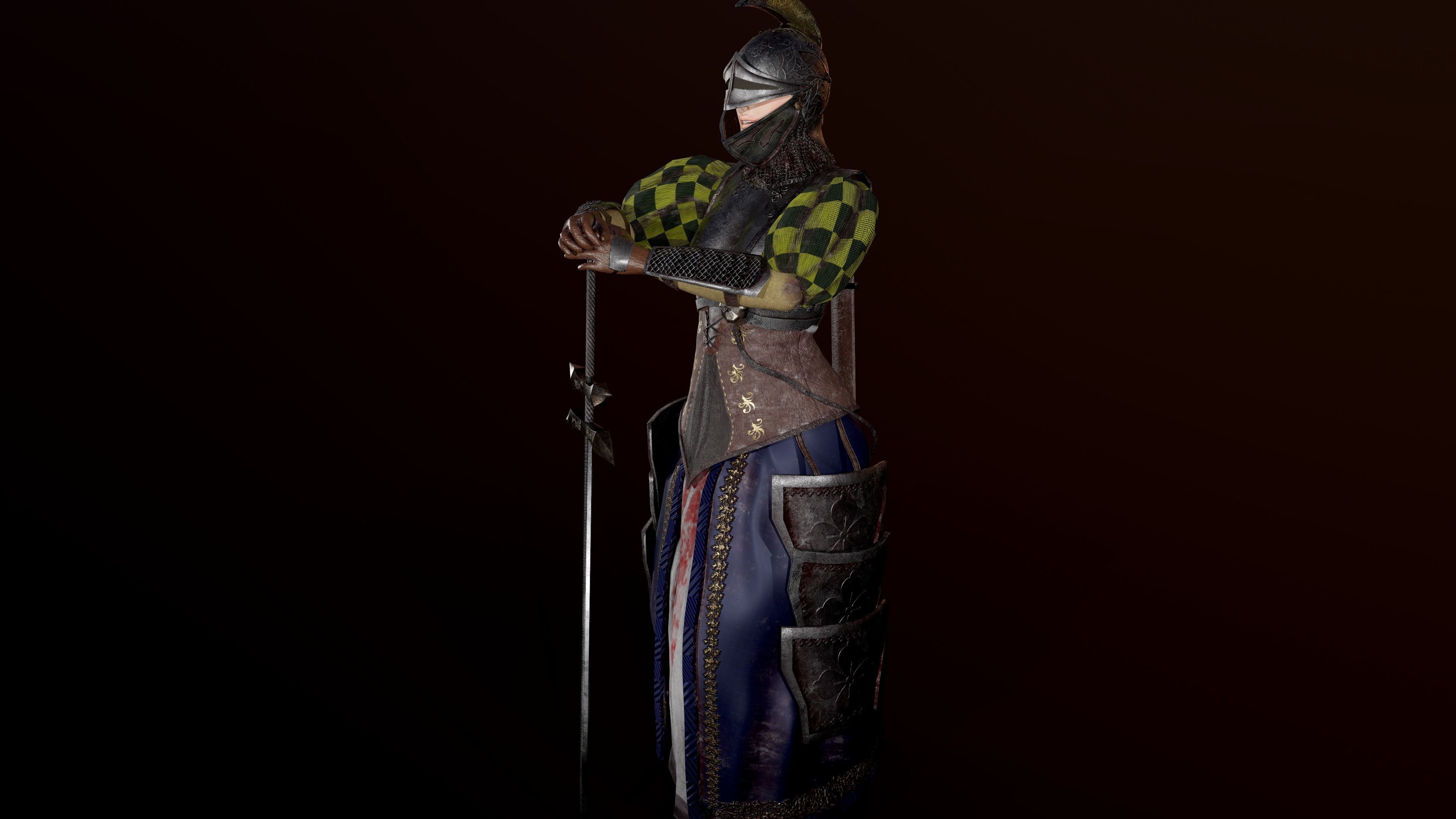 woman knight Low-poly 3D model_7