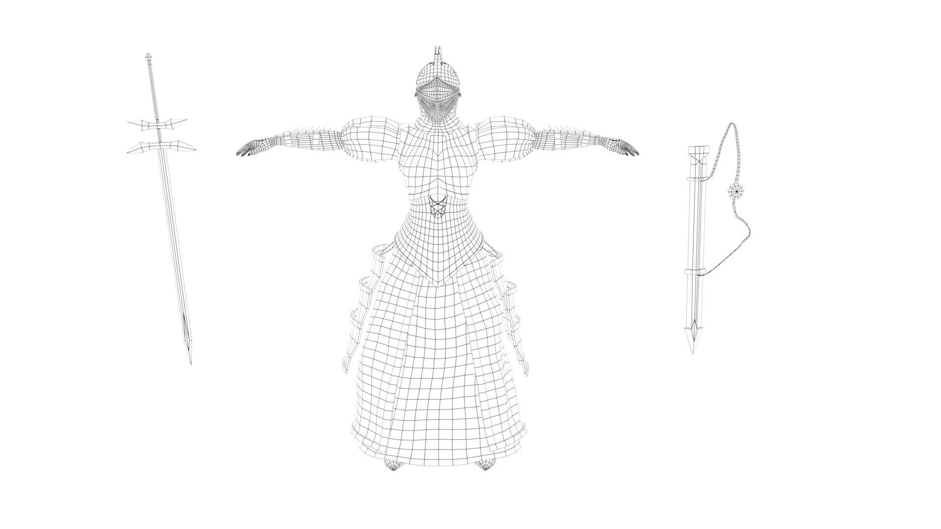 woman knight Low-poly 3D model_18