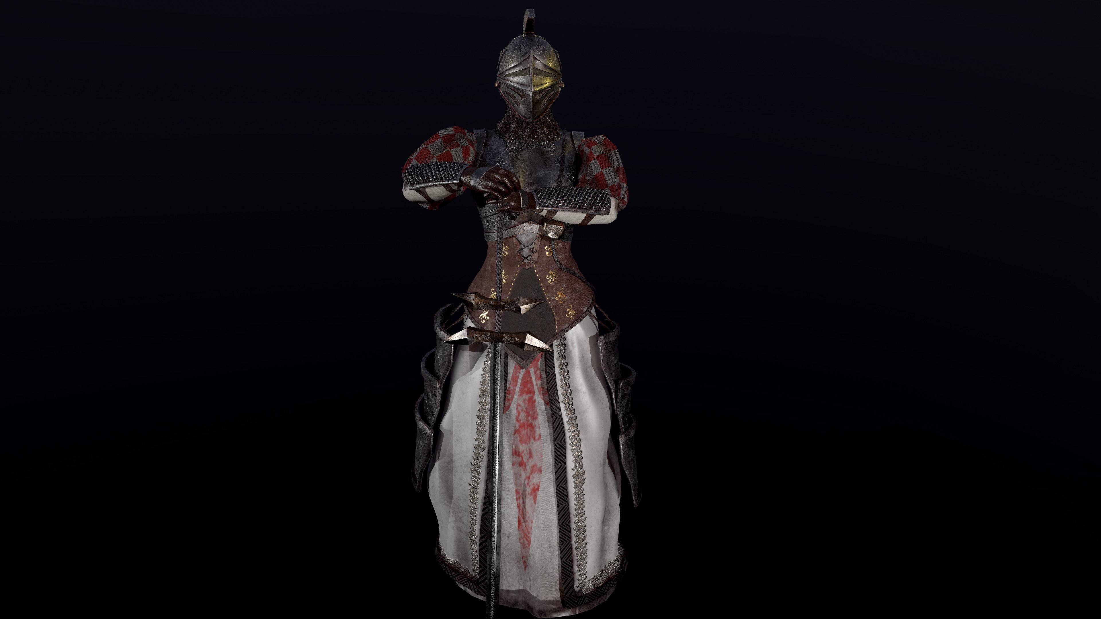 woman knight Low-poly 3D model_3