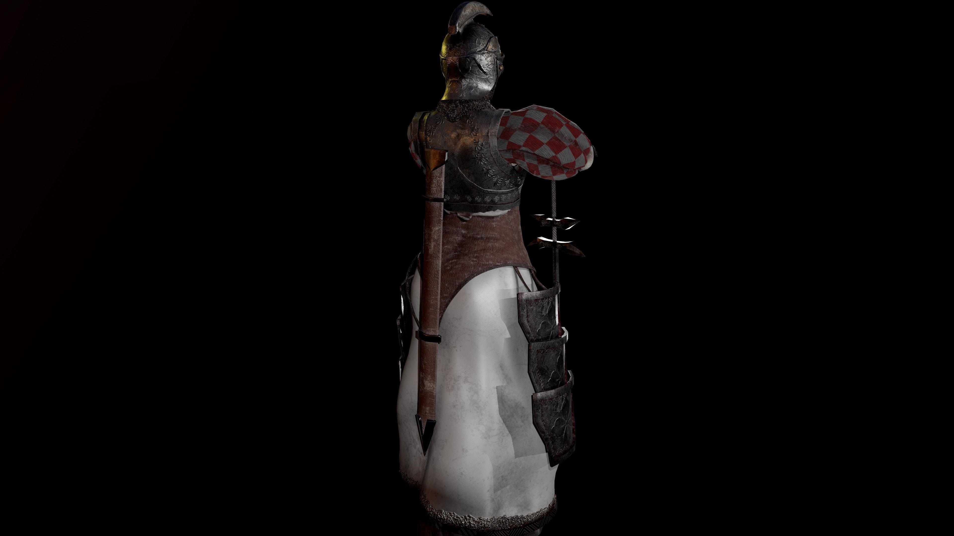woman knight Low-poly 3D model_5