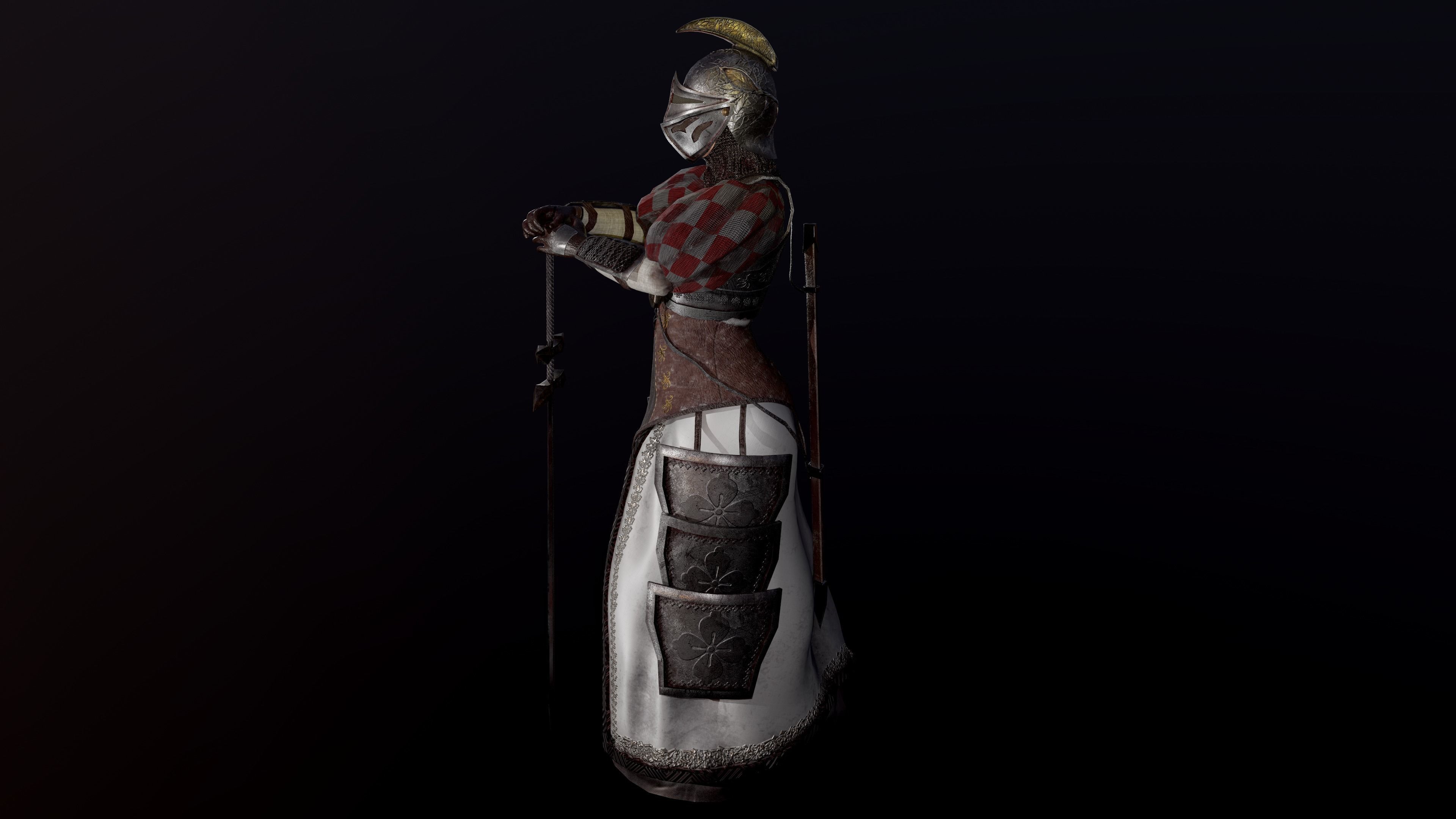 woman knight Low-poly 3D model_4