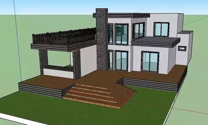 VILLAGE house with deck and stairs