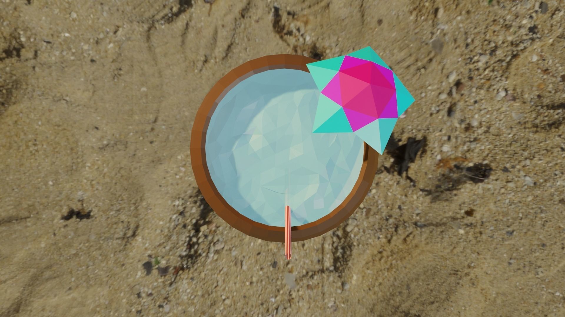 Coconut Drink Low-poly 3D model_1