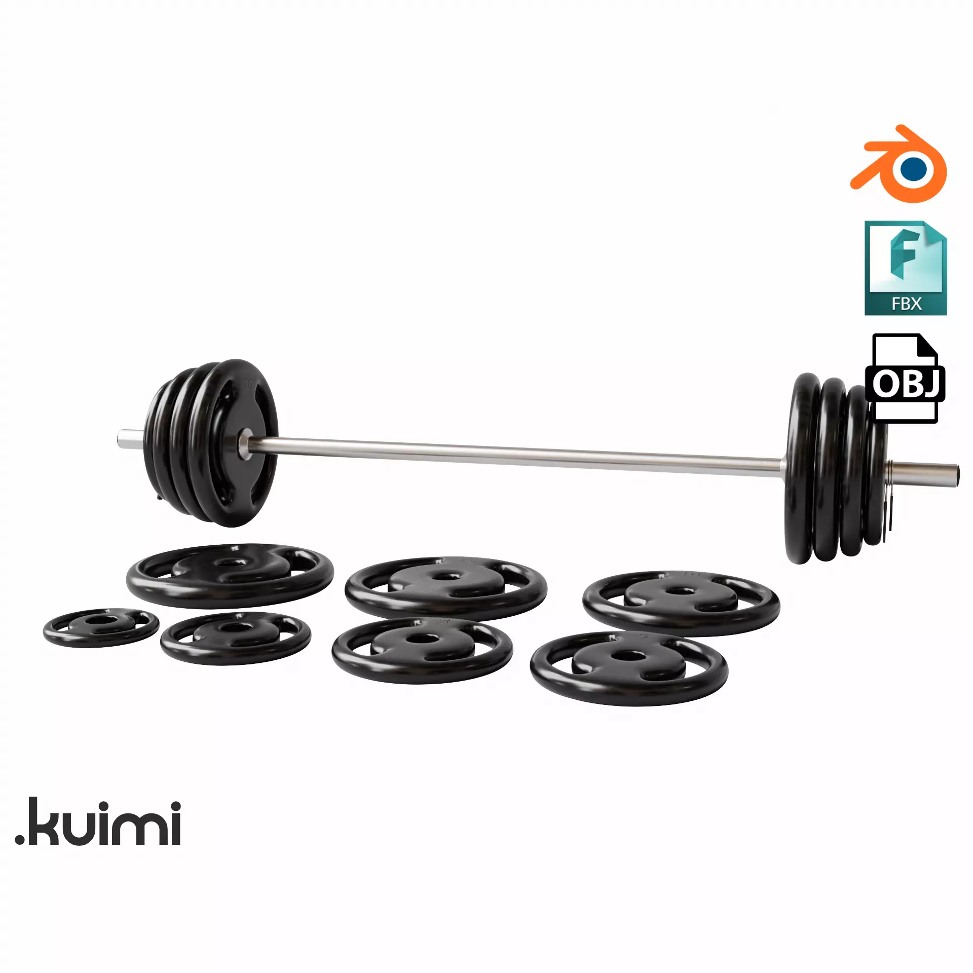 Gym Barbell 002 3D model_0