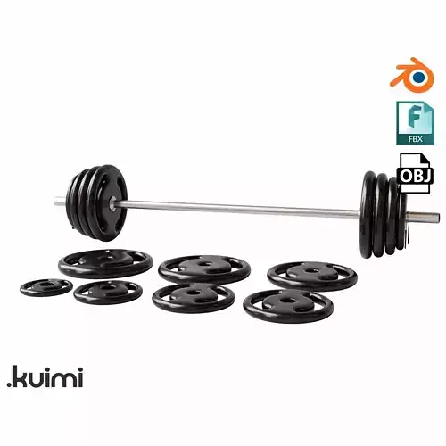 Gym Barbell 002 3D model