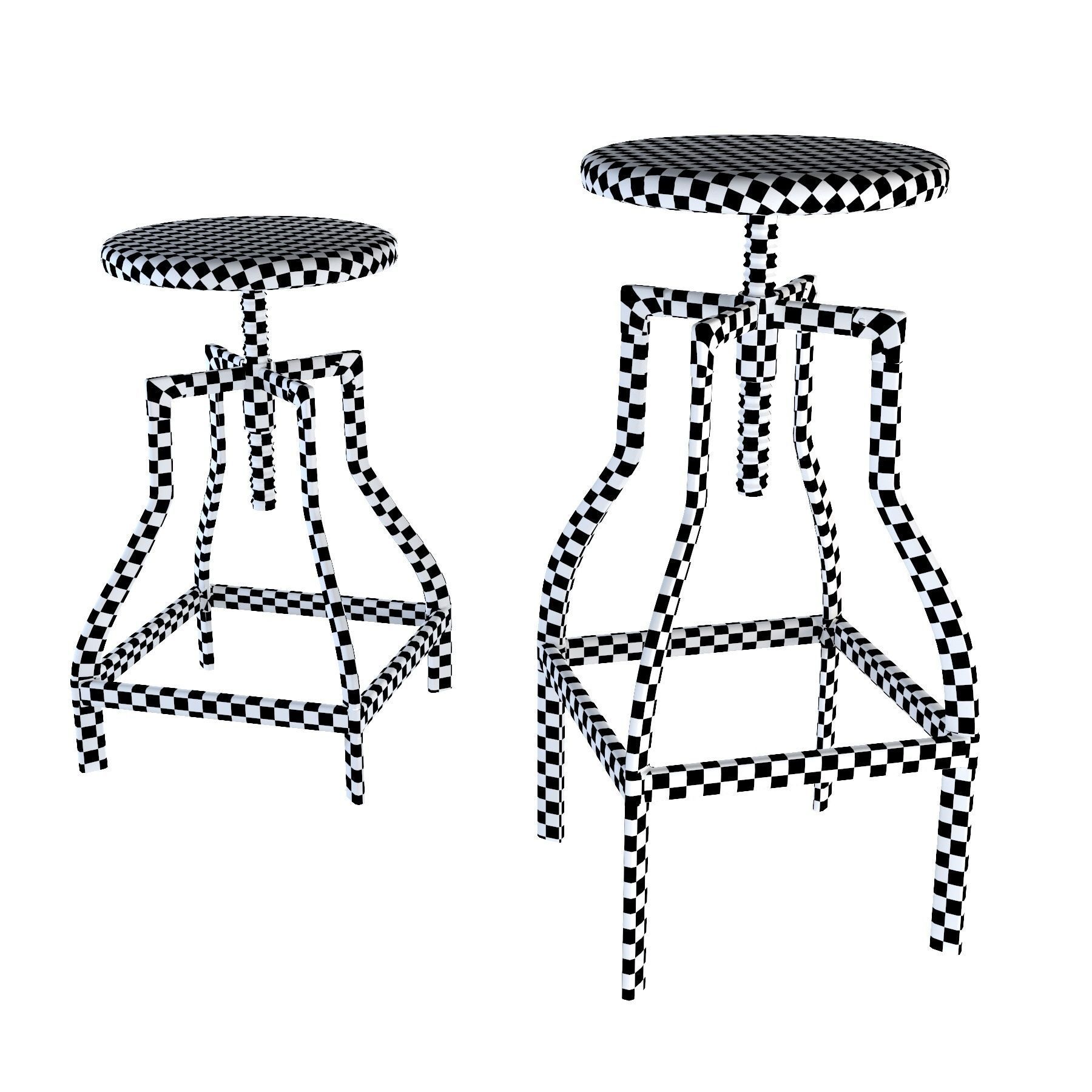 Metal bar stool and counter stool 3D model_10