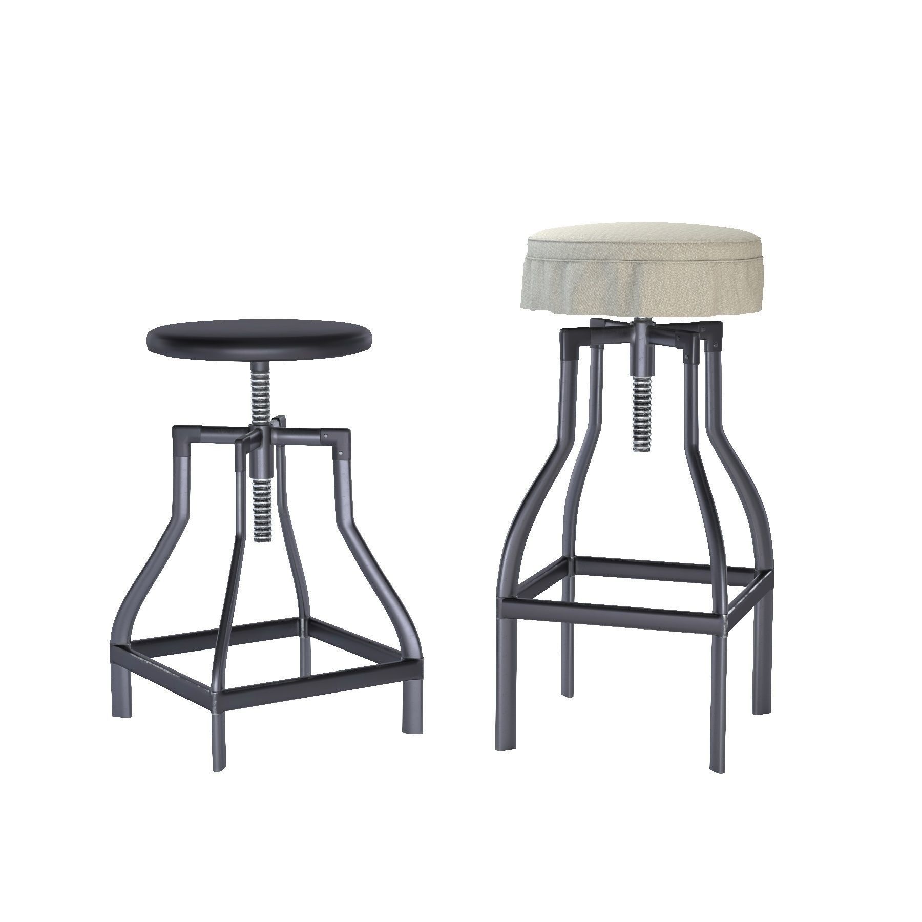 Metal bar stool and counter stool 3D model_1