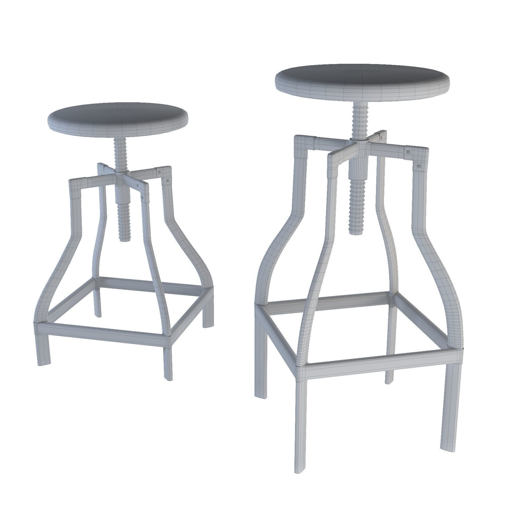 Metal bar stool and counter stool 3D model_9