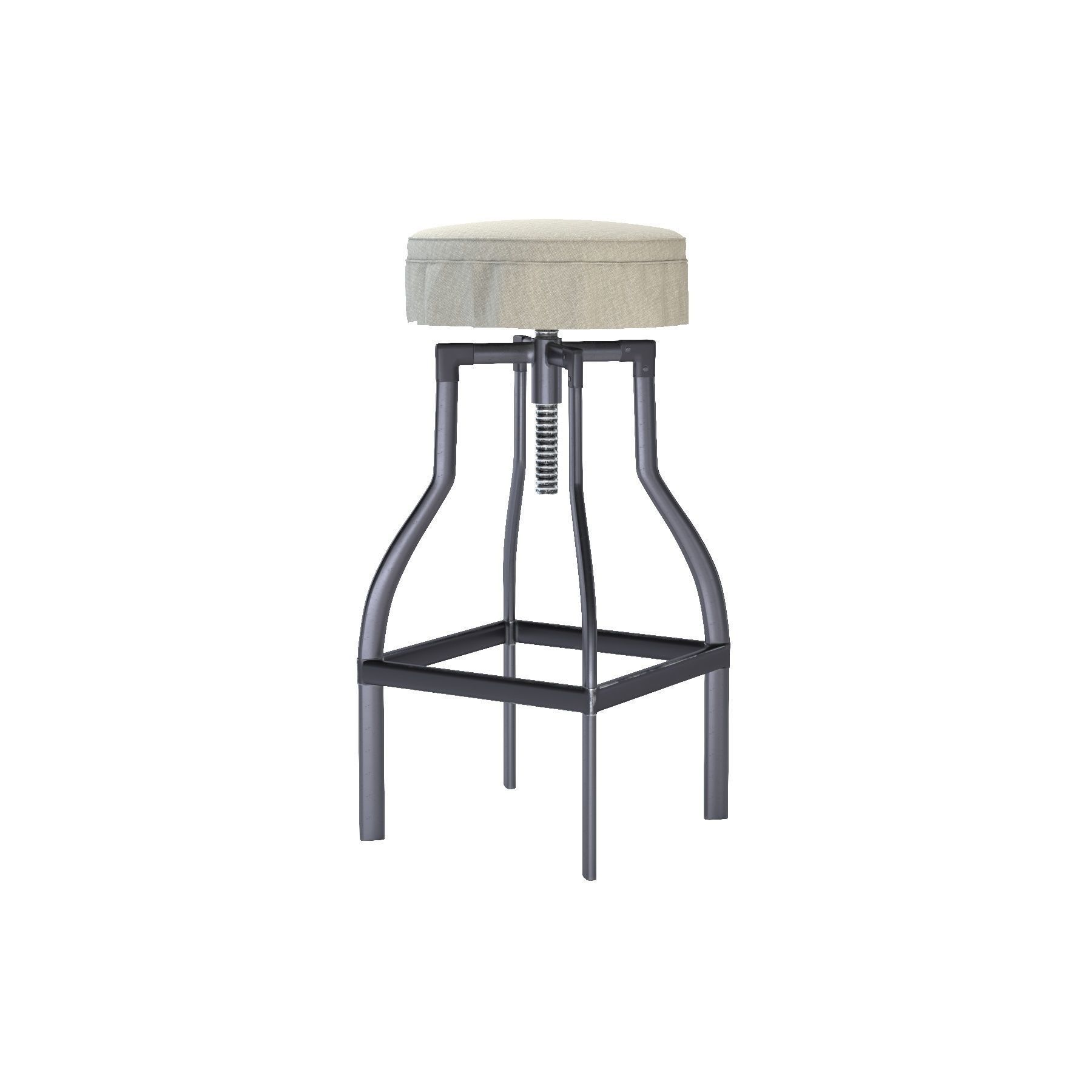 Metal bar stool and counter stool 3D model_3