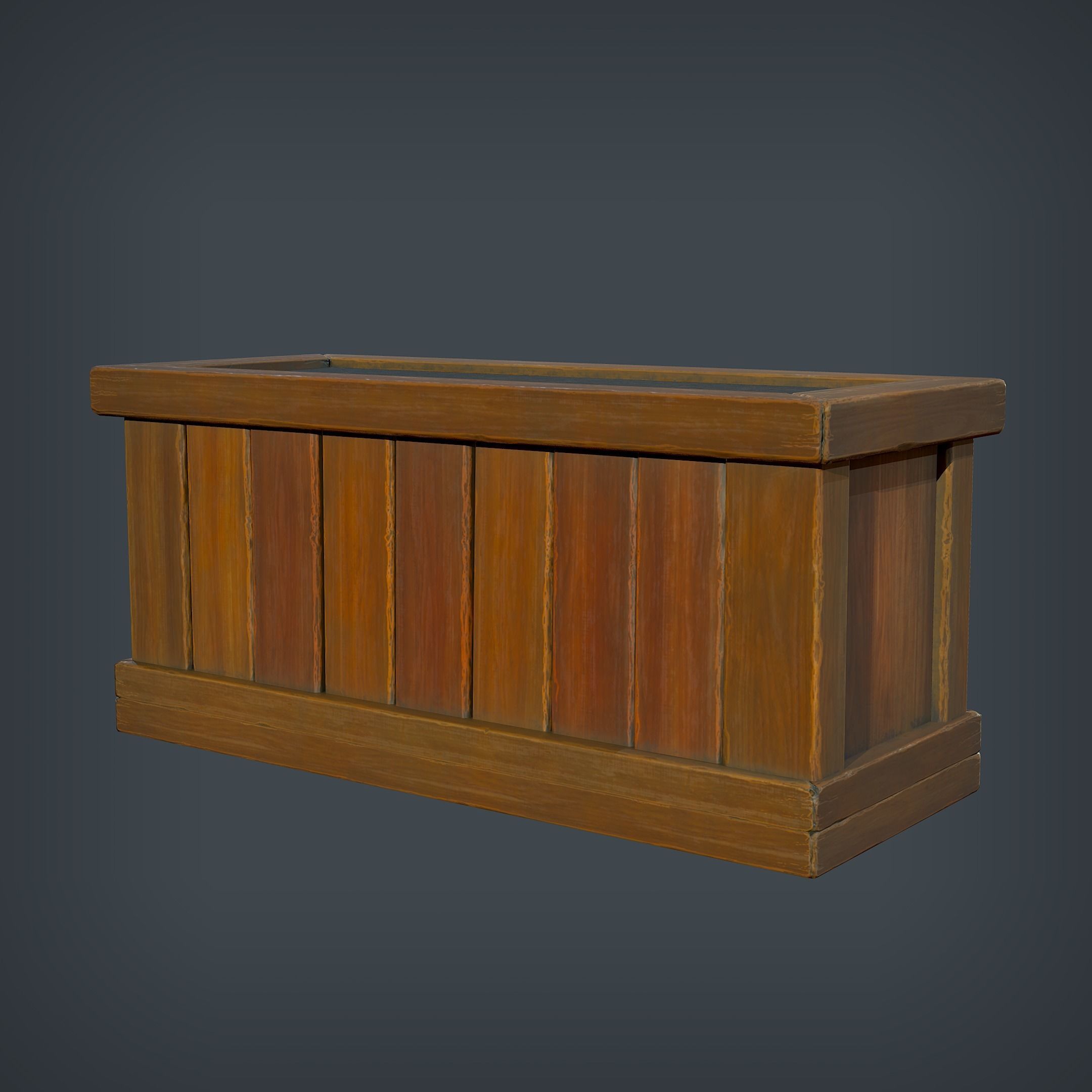 Wooden Planter Low-poly 3D model_2