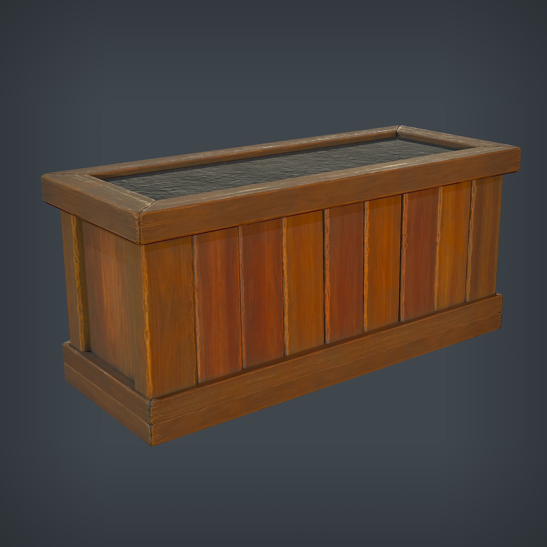 Wooden Planter Low-poly 3D model_1