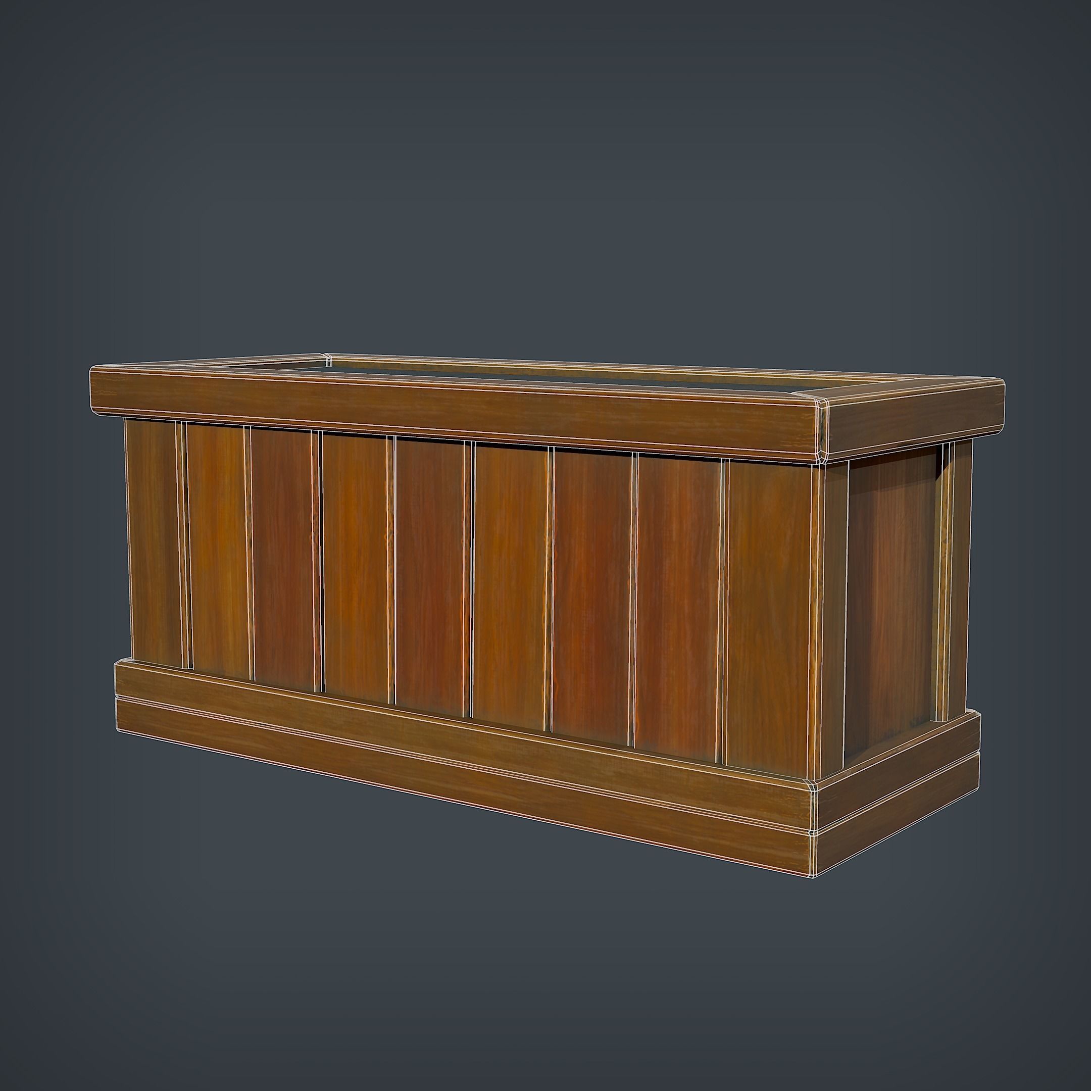 Wooden Planter Low-poly 3D model_6
