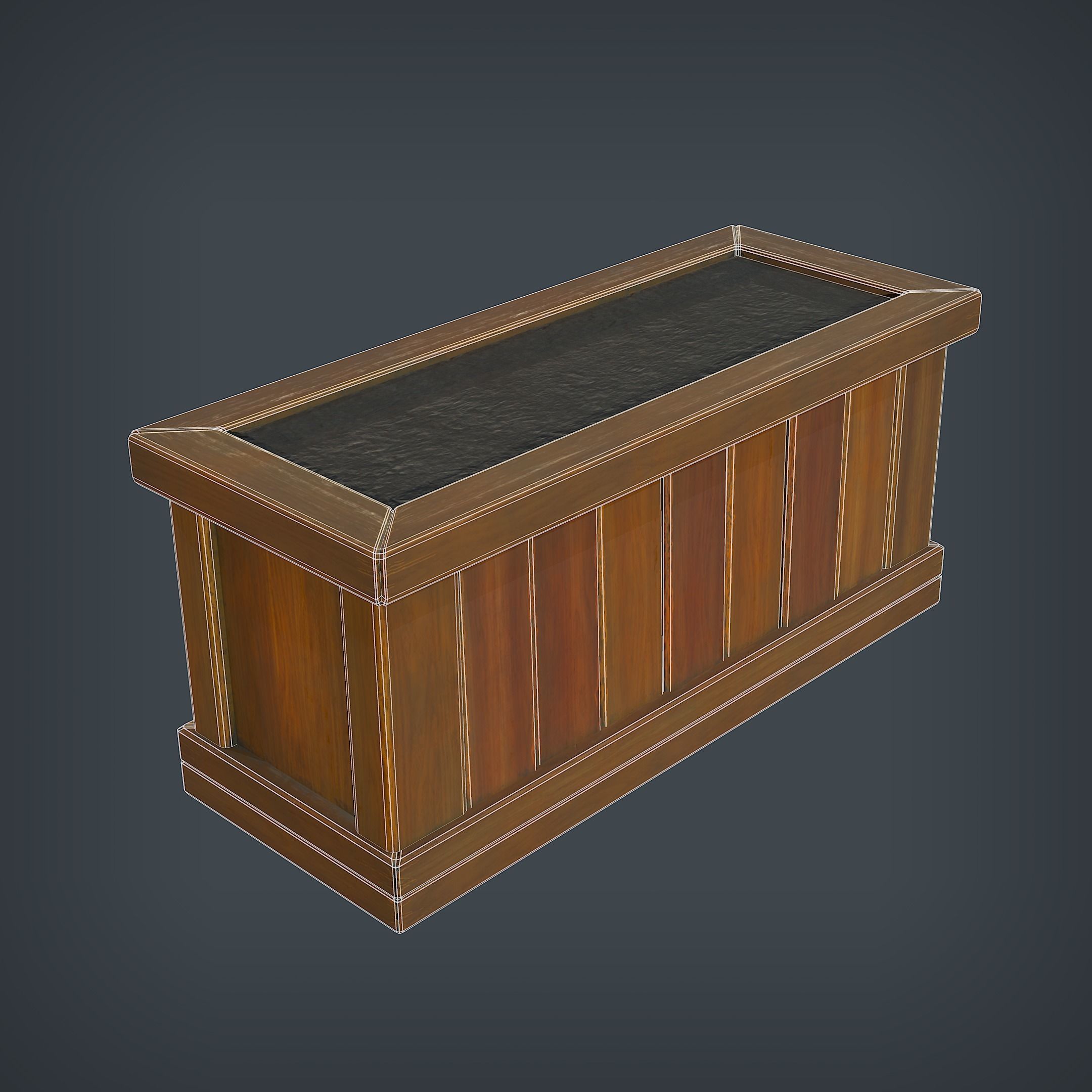 Wooden Planter Low-poly 3D model_8