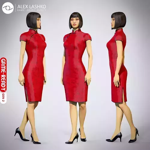Female Character - Iva - Chinese Dress Low-poly 3D model
