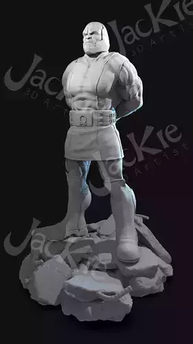 Darkseid person on rock 3D print model