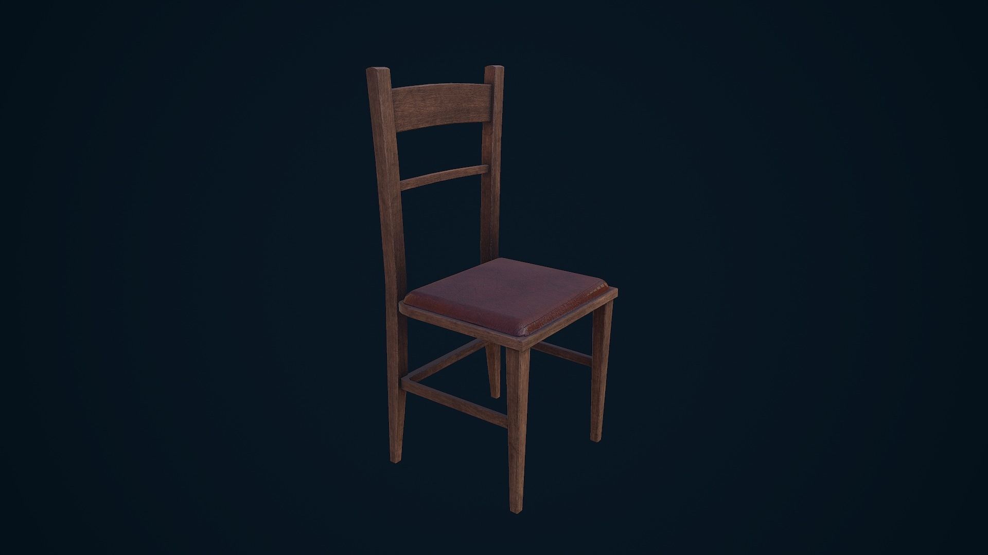 Chair wooden Low-poly 3D model_2