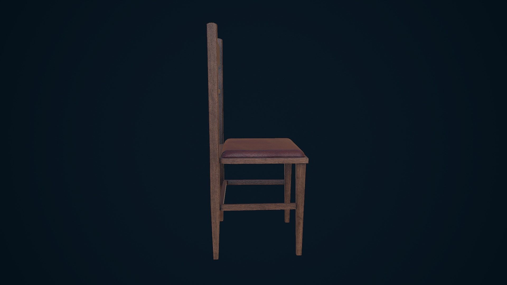 Chair wooden Low-poly 3D model_9