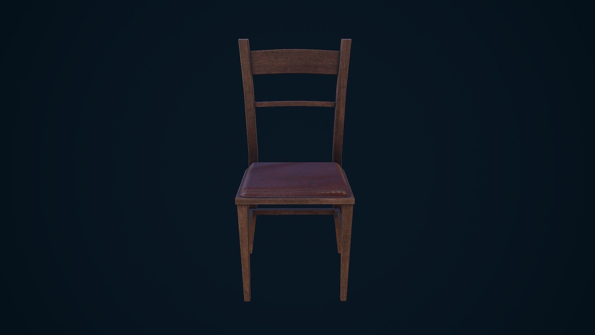 Chair wooden Low-poly 3D model_3