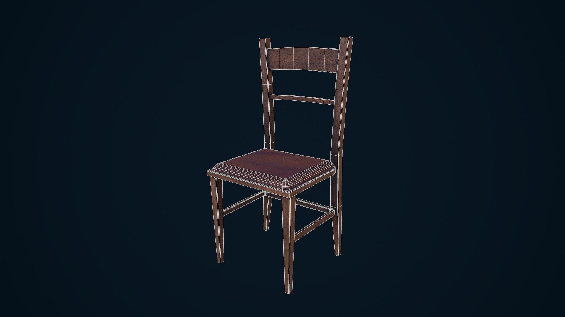 Chair wooden Low-poly 3D model_15