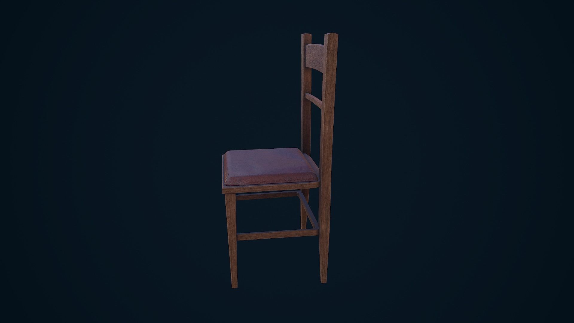 Chair wooden Low-poly 3D model_5