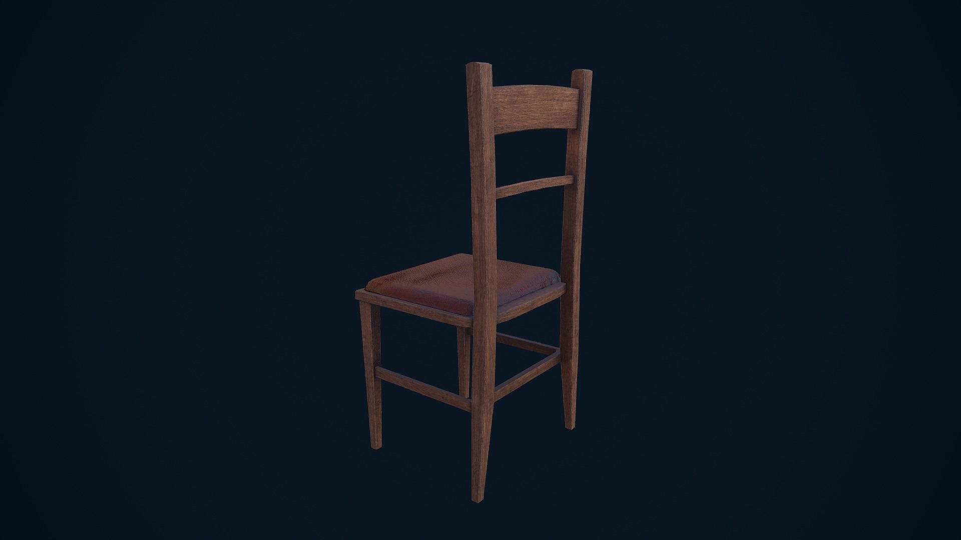 Chair wooden Low-poly 3D model_6
