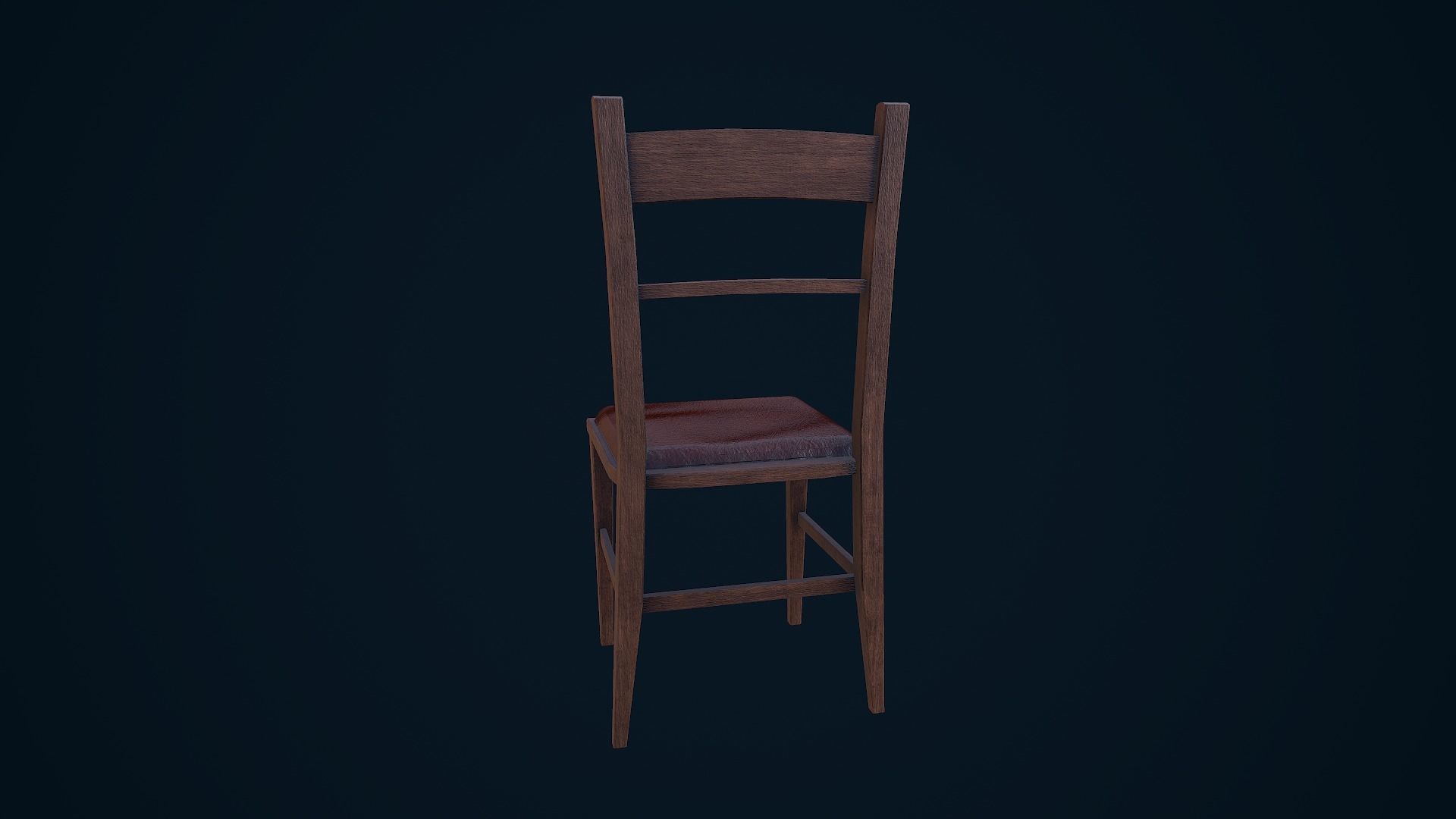 Chair wooden Low-poly 3D model_7