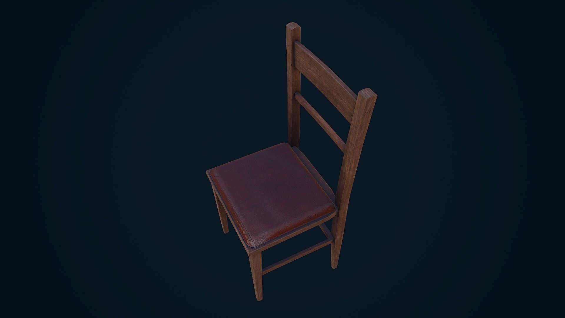 Chair wooden Low-poly 3D model_13