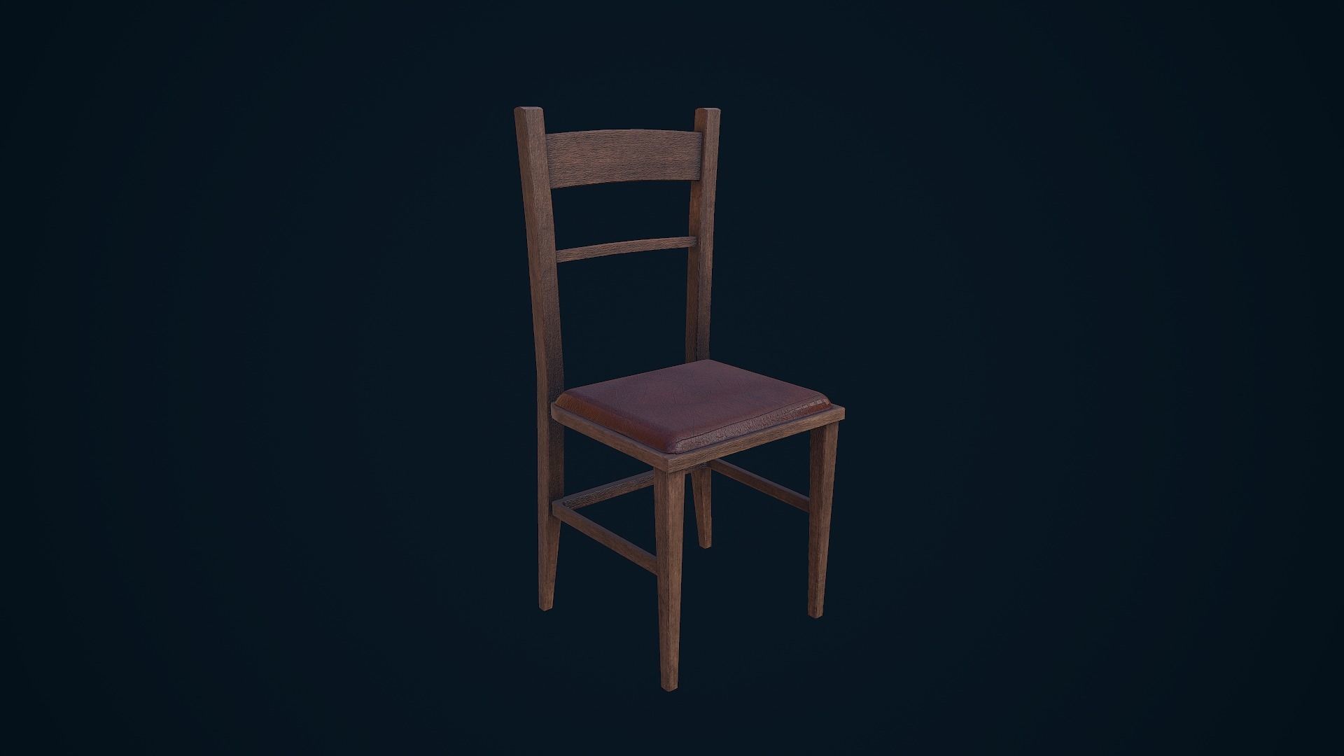 Chair wooden Low-poly 3D model_14
