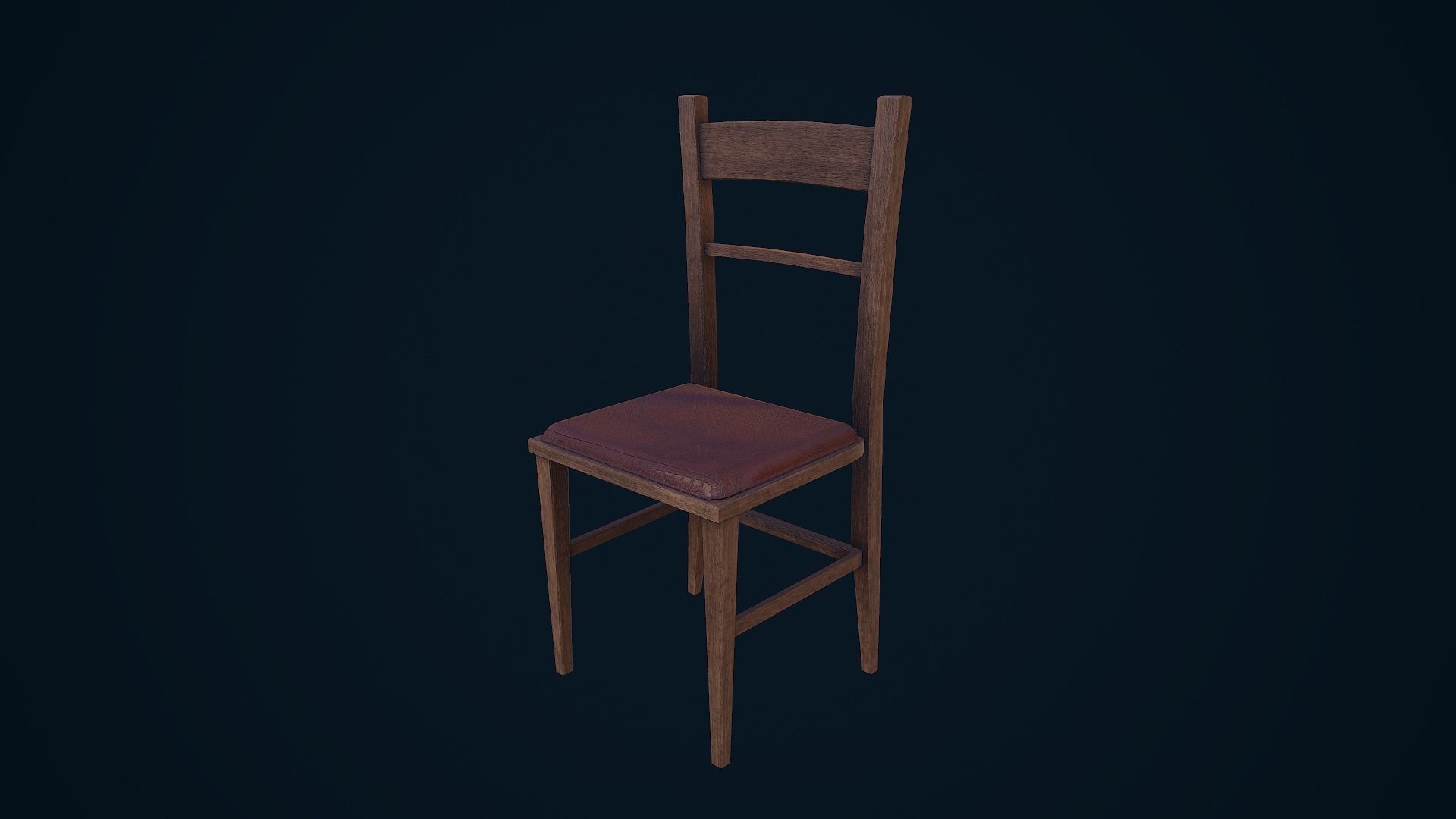 Chair wooden Low-poly 3D model_4