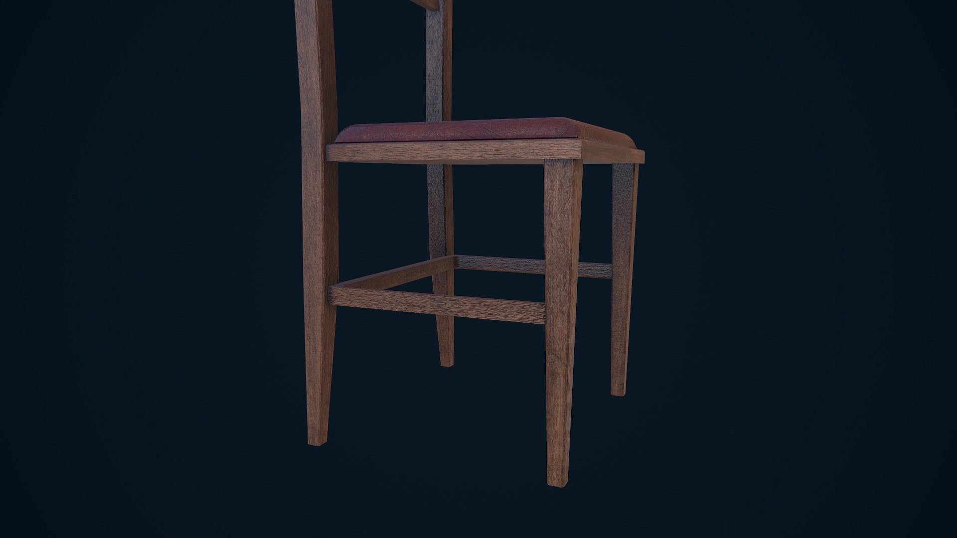 Chair wooden Low-poly 3D model_10