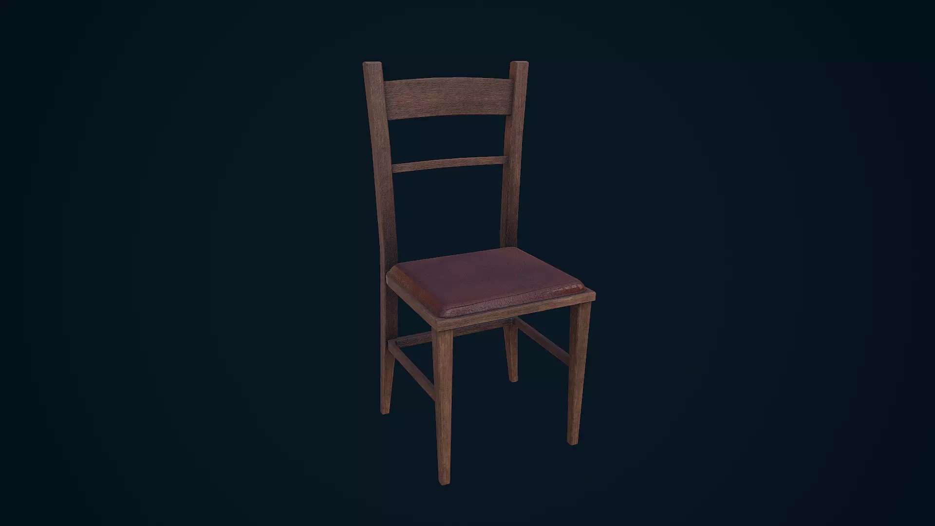 Chair wooden Low-poly 3D model_0