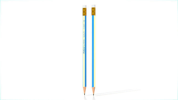 Pencil HB with Eraser Low-poly 3D model