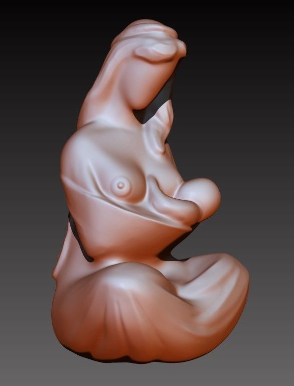 Breastfeeding her baby 3D print model_1